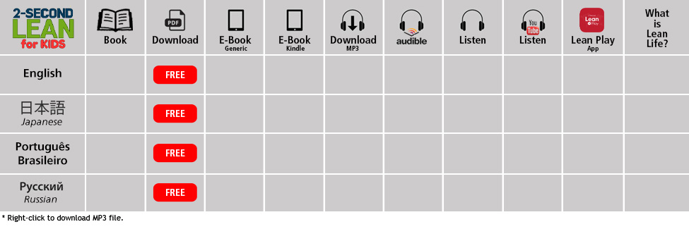 2 Second Lean for Kids Book Grid